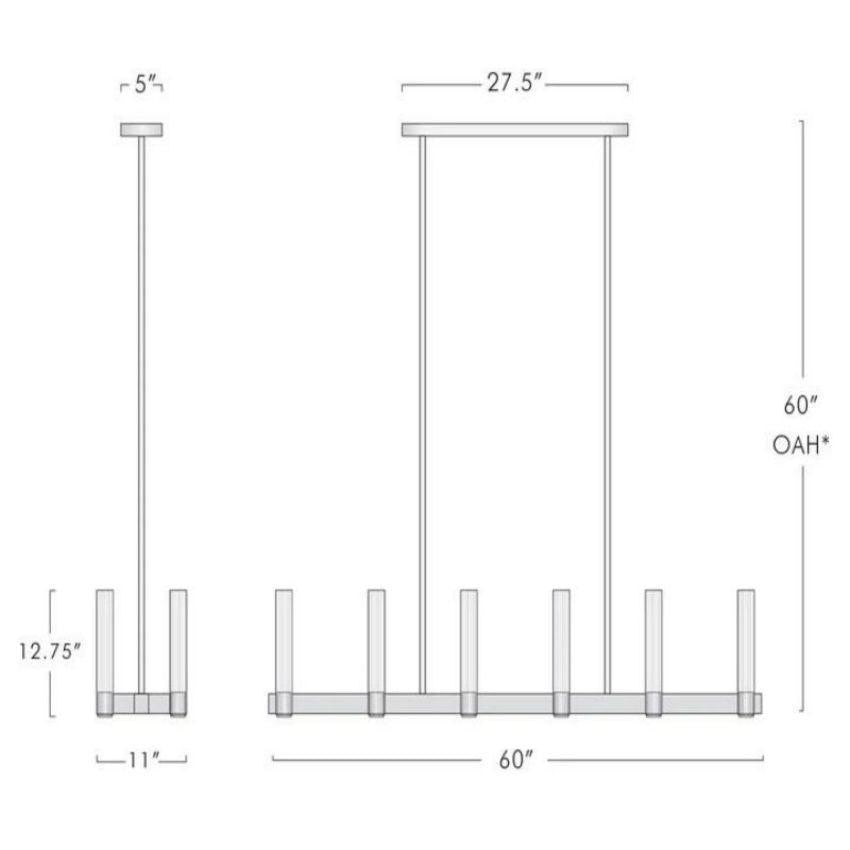 Chantelle Linear Chandelier 60", brass - view 5