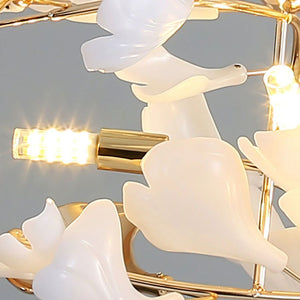 Ceramic Ginkgo Cascading Chandelier, in gold & white - view 8