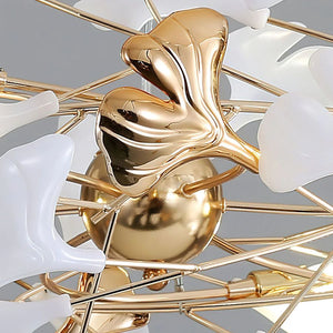 Ceramic Ginkgo Cascading Chandelier, in gold & white - view 6