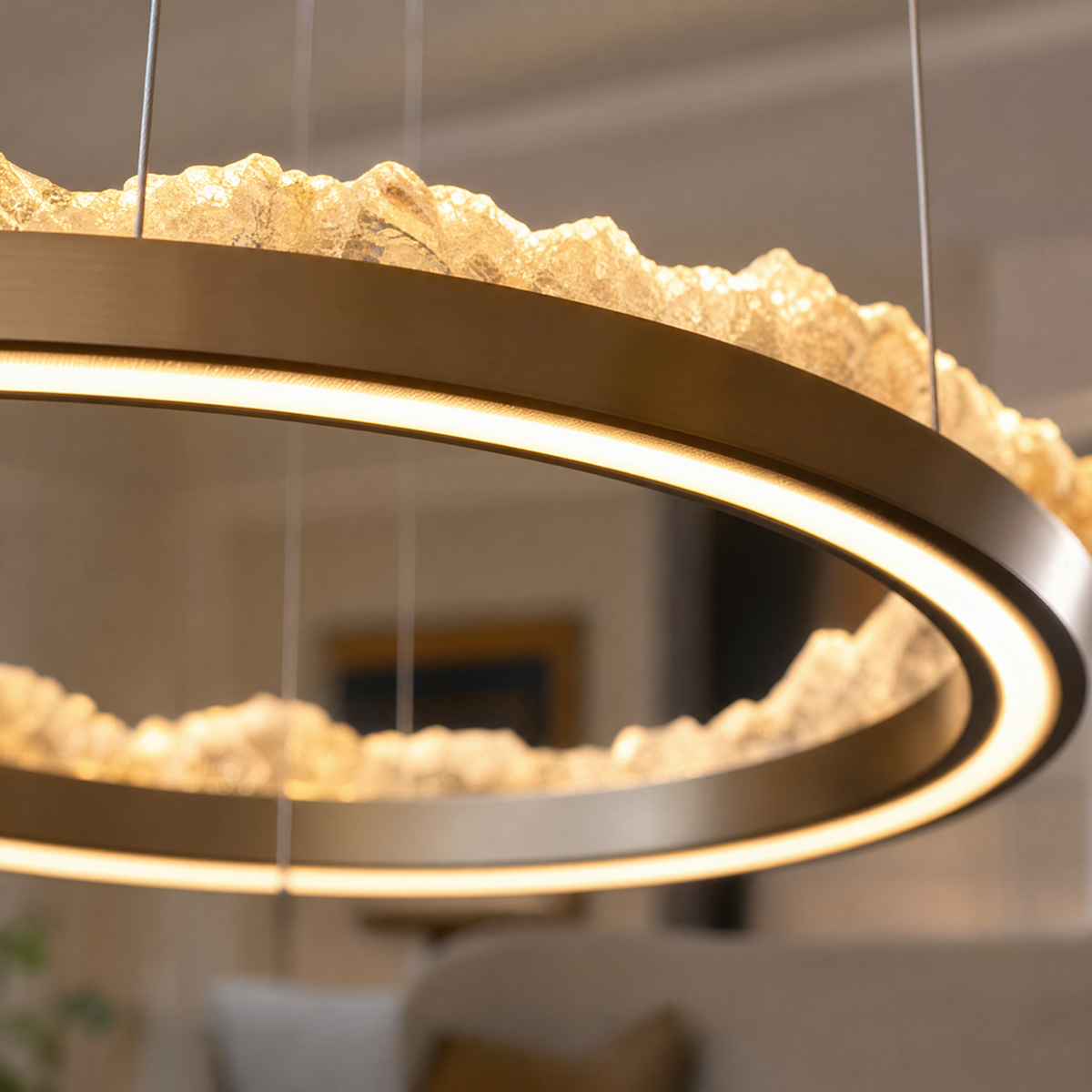 Vast Realm Modern Multi-Tier Cluster Chandelier, crystal in brushed champagne gold - view 4
