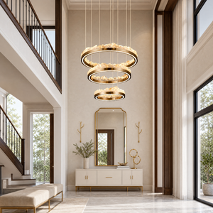 Vast Realm Modern Sculptural Ring Chandelier, crystal in brushed champagne gold - view 3