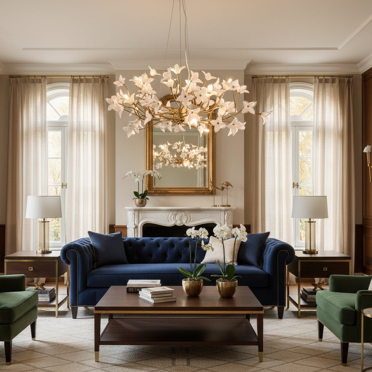 Veitchii Flower Branch Chandelier, brass - view 5