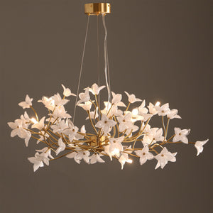 Veitchii Flower Branch Chandelier, brass