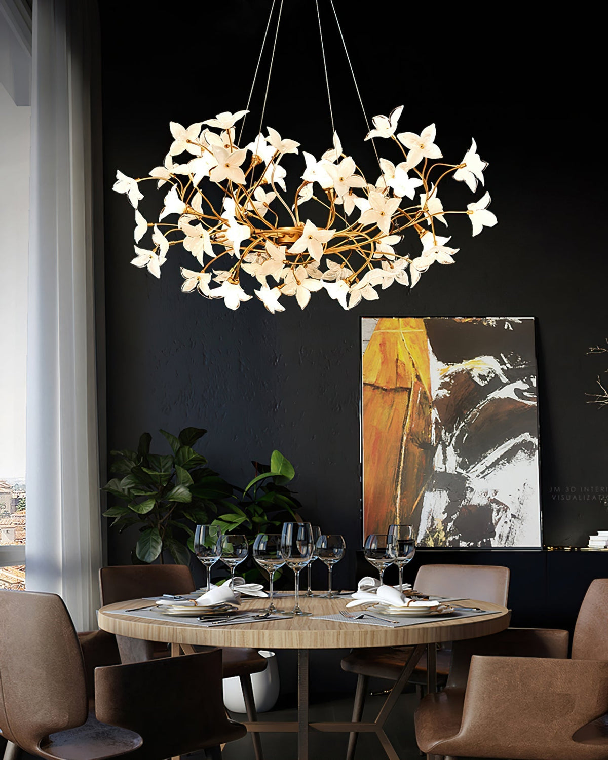 Veitchii Flower Branch Chandelier, brass - view 12