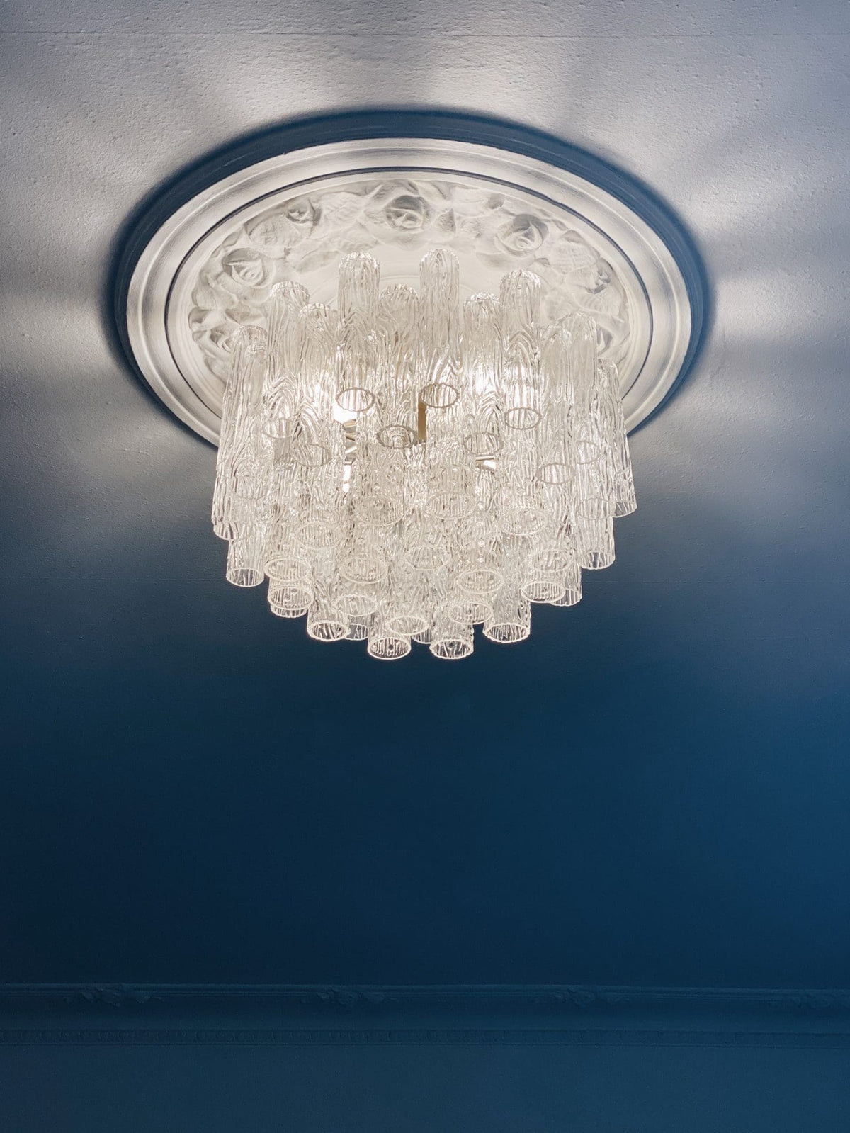 Vintage – Murano-Style chandelier for Venini – 1970 – Transparent