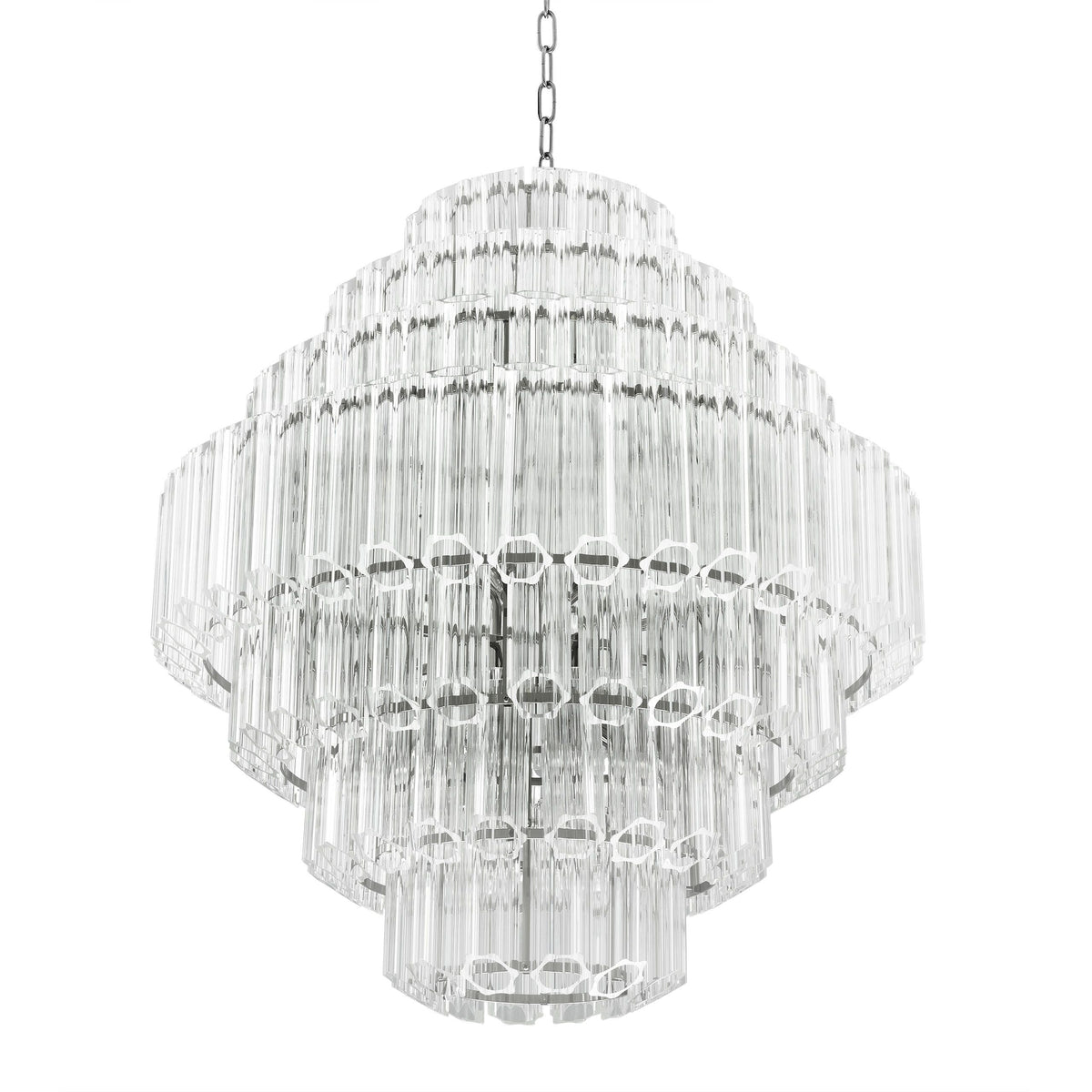 Vittoria L Modern Glass Chandelier - Nickel - view 2