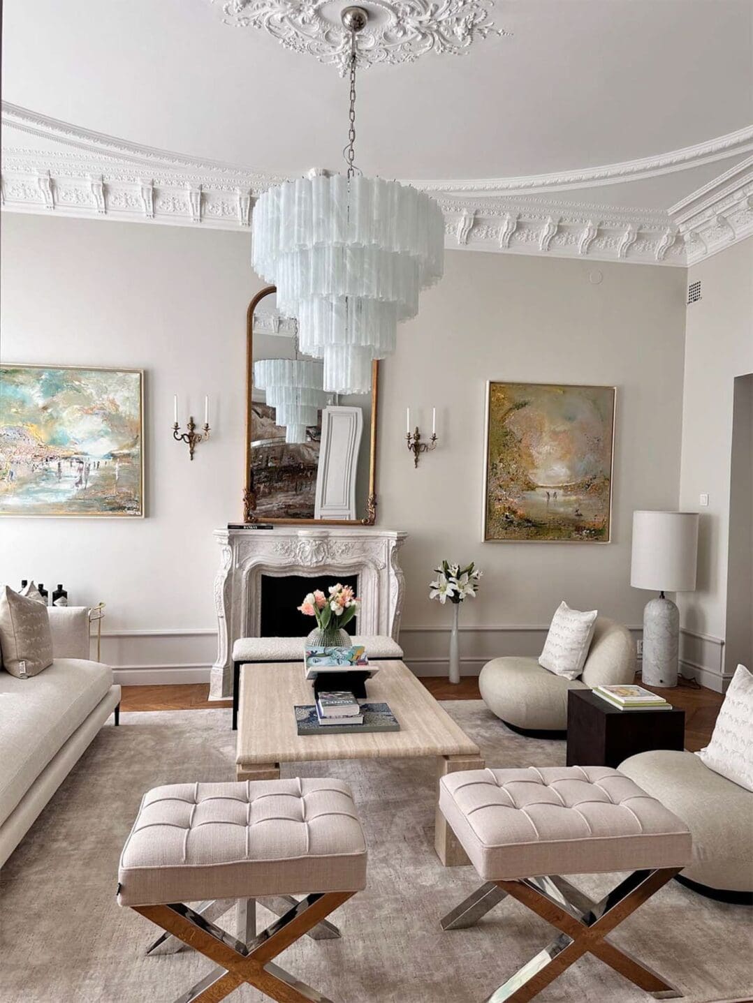 Murano-Style Chandelier – 78 tubes – Alabaster white