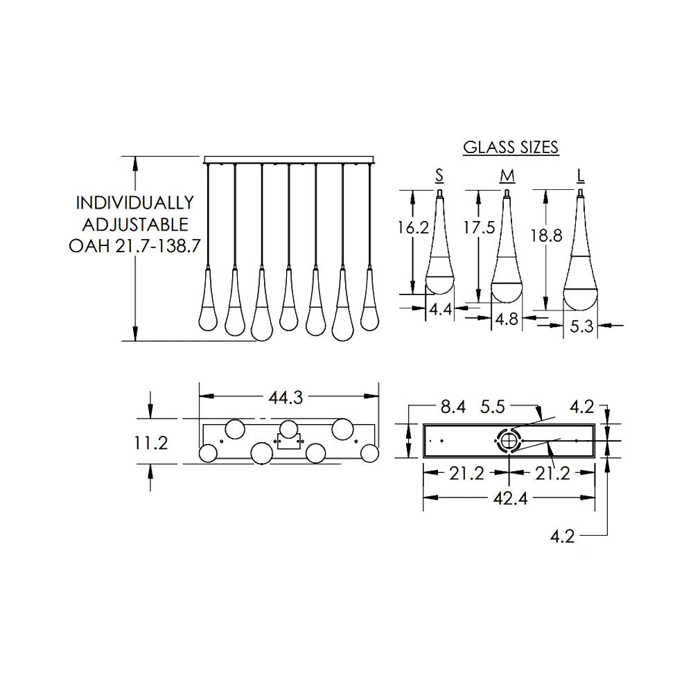 Water Drop Rectangle  LED Chandelier, rectangular - view 9