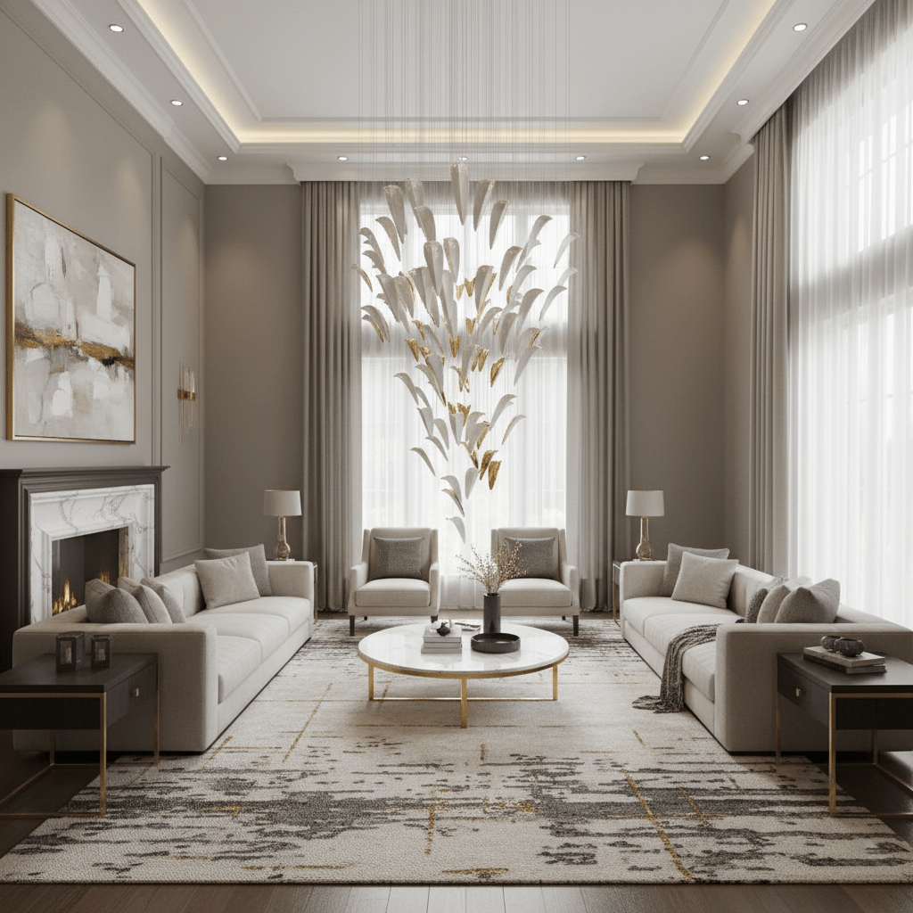 Galaxy White Feather Art Deco Chandelier - view 7