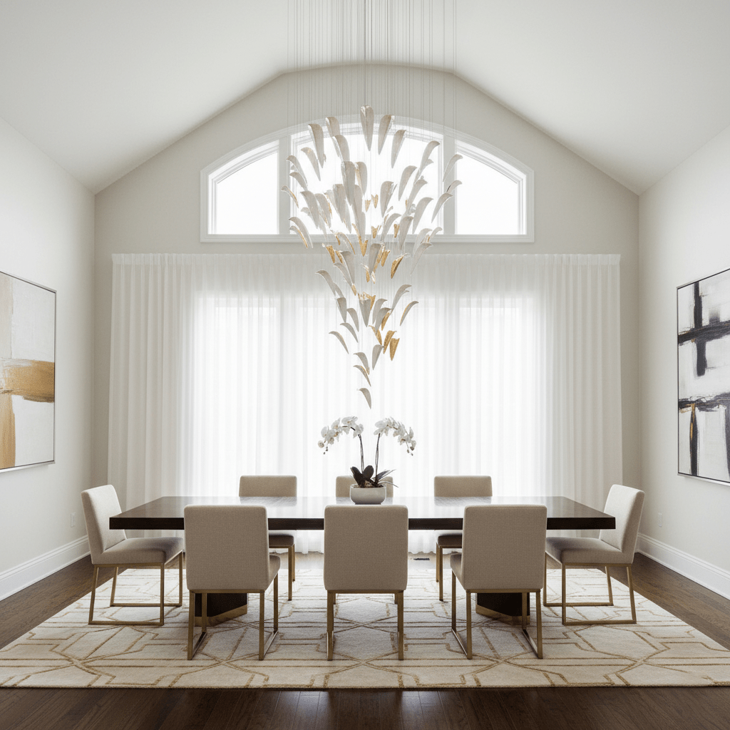 Galaxy White Feather Art Deco Chandelier - view 3