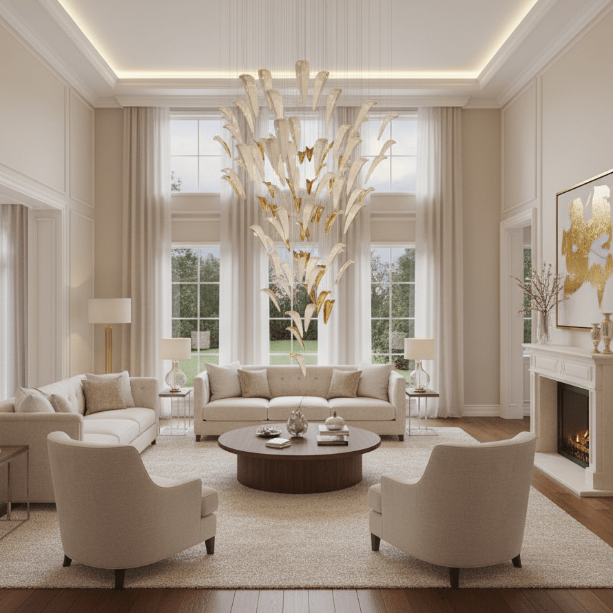 Galaxy White Feather Art Deco Chandelier - view 9