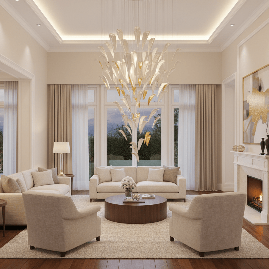 Galaxy White Feather Art Deco Chandelier - view 10