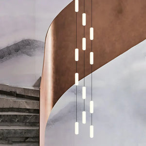 White Long Tube Multi Light Staircase Chandelier - view 4