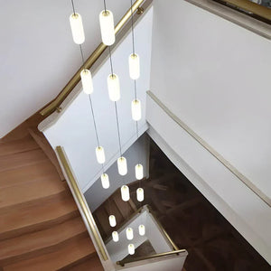 White Long Tube Multi Light Staircase Chandelier - view 5