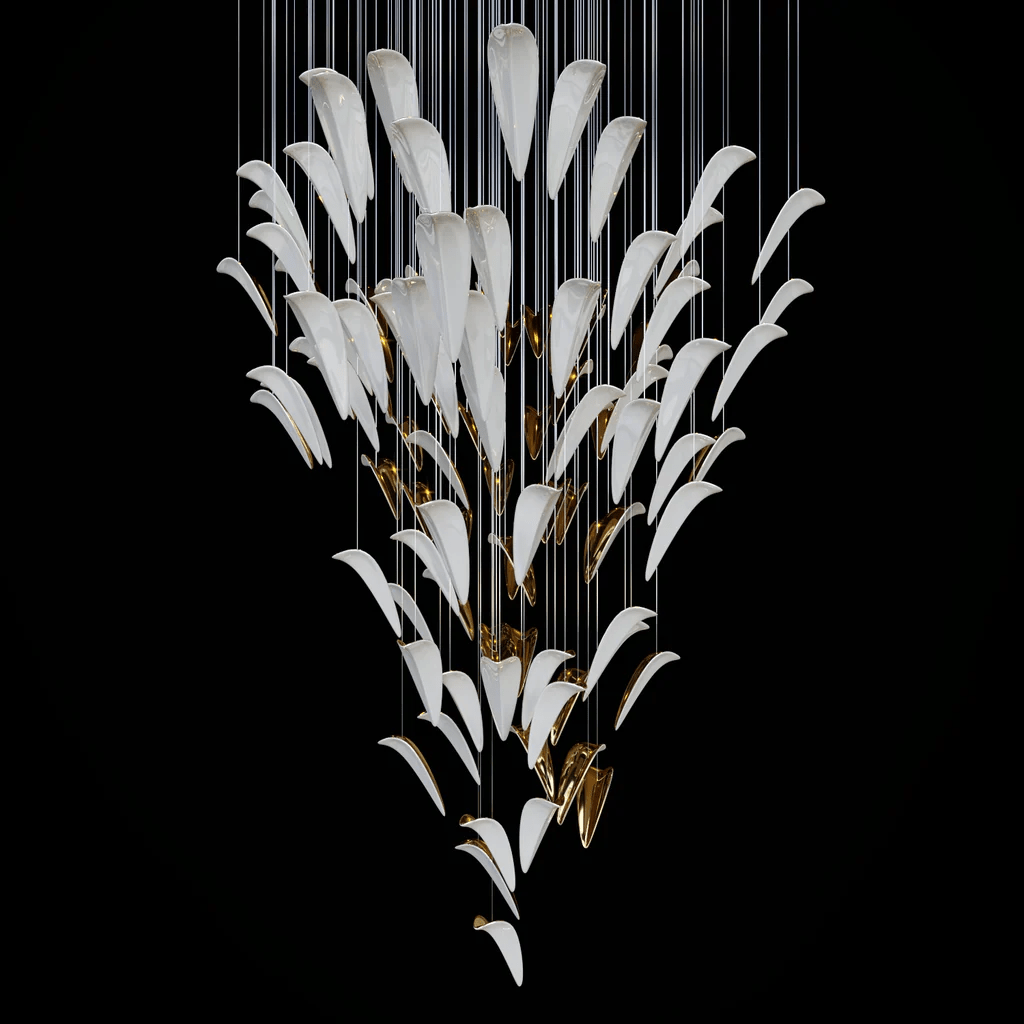 Galaxy White Feather Art Deco Chandelier - view 14