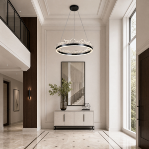 Wind & Wave Modern Sculptural Pendant Light, crystal in brushed champagne gold - view 4