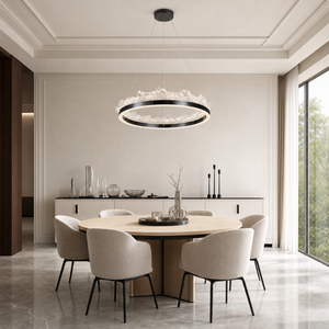 Wind & Wave Modern Sculptural Pendant Light, crystal in brushed champagne gold - view 2