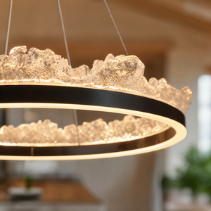 Wind & Wave Modern Sculptural Pendant Light, crystal in brushed champagne gold - view 5