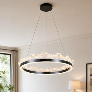 Wind & Wave Modern Sculptural Pendant Light, crystal in brushed champagne gold - view 7