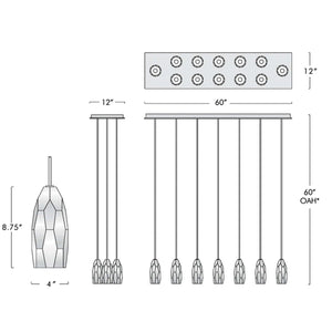 Chapt Linear Chandelier, K9 crystal in bronze - view 9