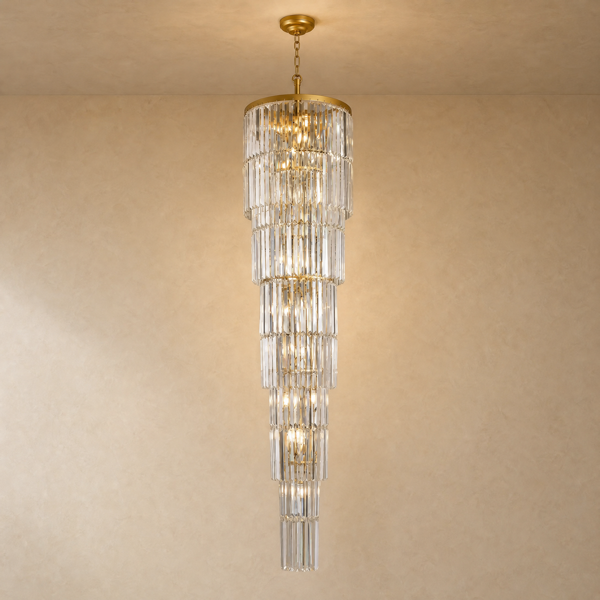D500 Striped Crystal Stair Light - Gold