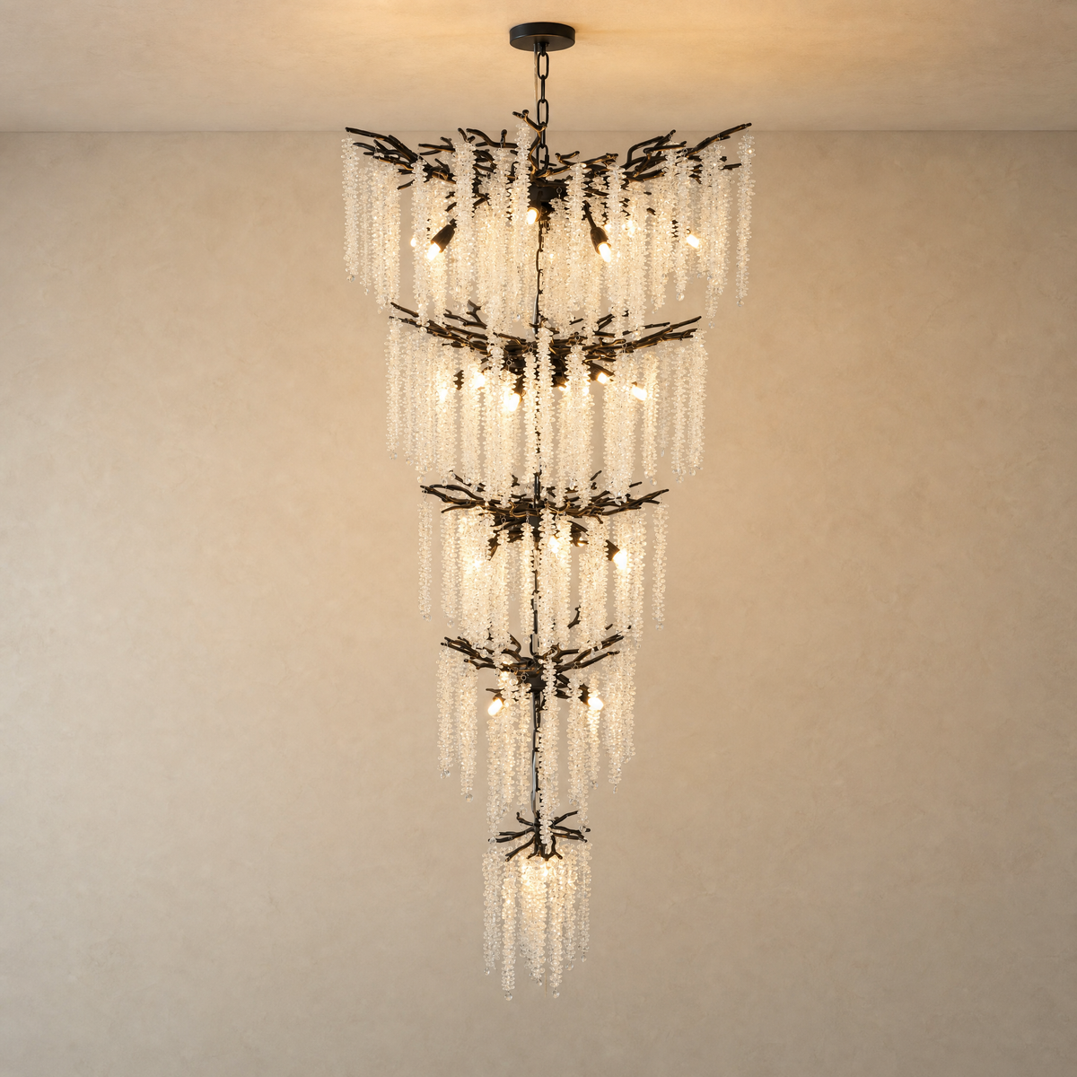 Octagonal Bead Tree Branch Staircase Light Five-Layer - Black 760