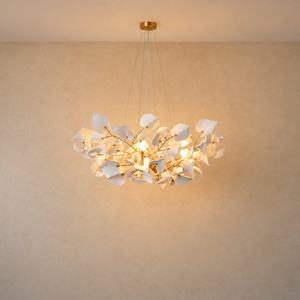 Ceramic Heart Leaf Round Pendant D1000 8-Light - Copper, chandelier