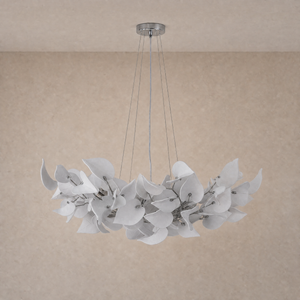 Ceramic Heart Leaf Round Pendant D1000 - Chrome, chandelier - view 2