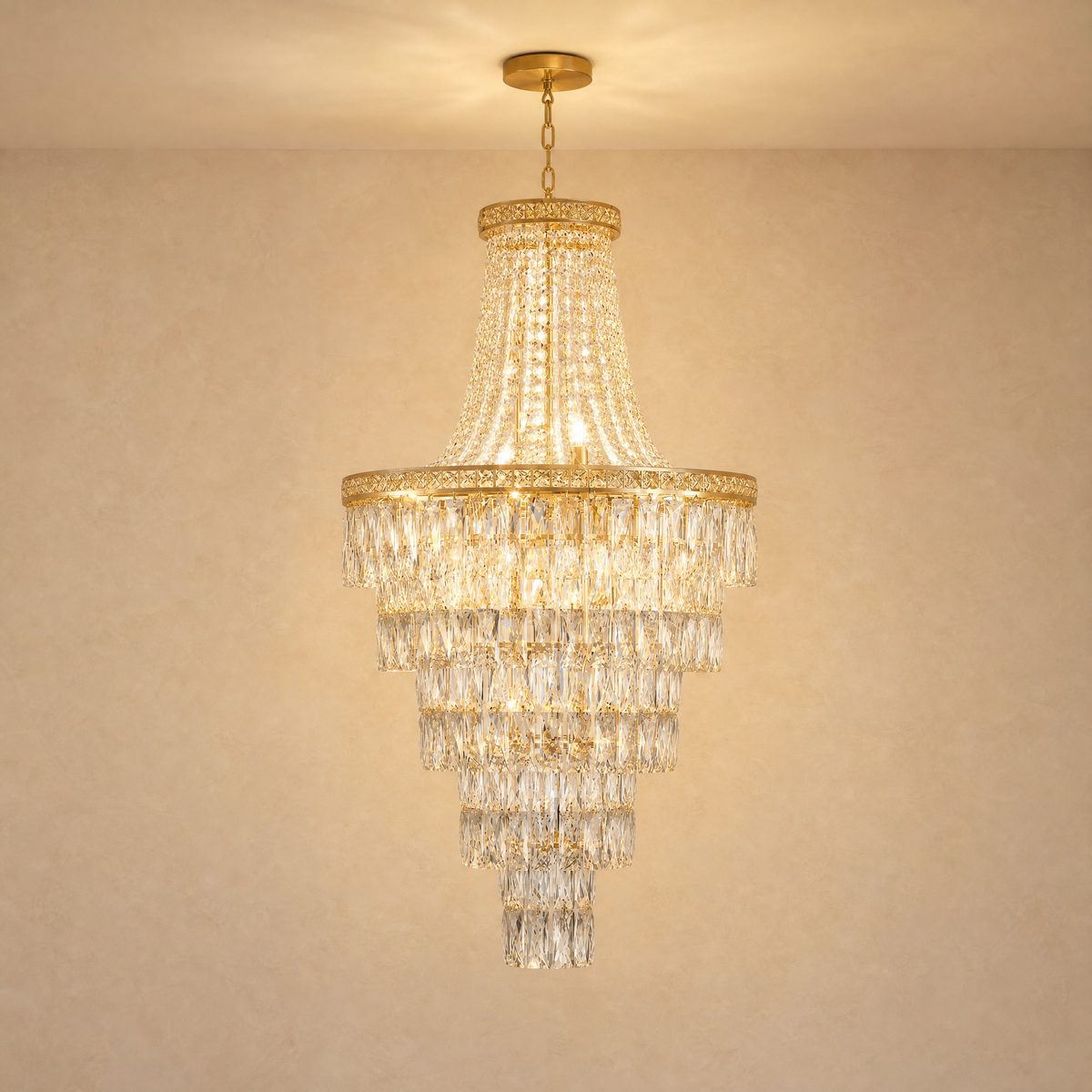 Square Diamond Round Pendant 550 - Gold, chandelier