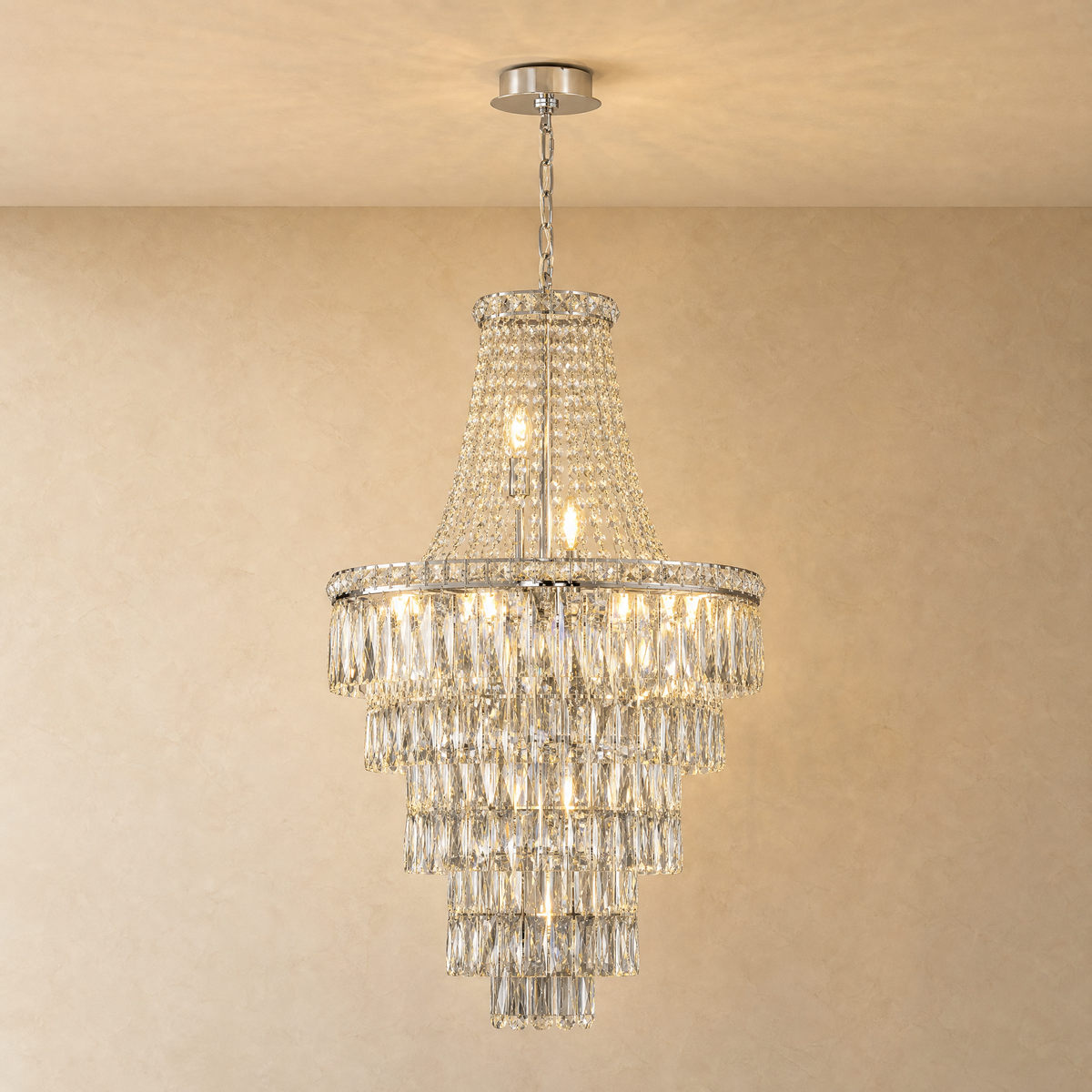 Square Diamond Round Pendant 550 - Silver, chandelier