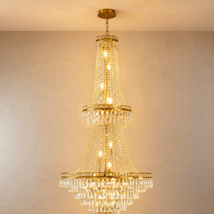 Two-Tier Square Diamond Round Pendant 780 - Gold, chandelier