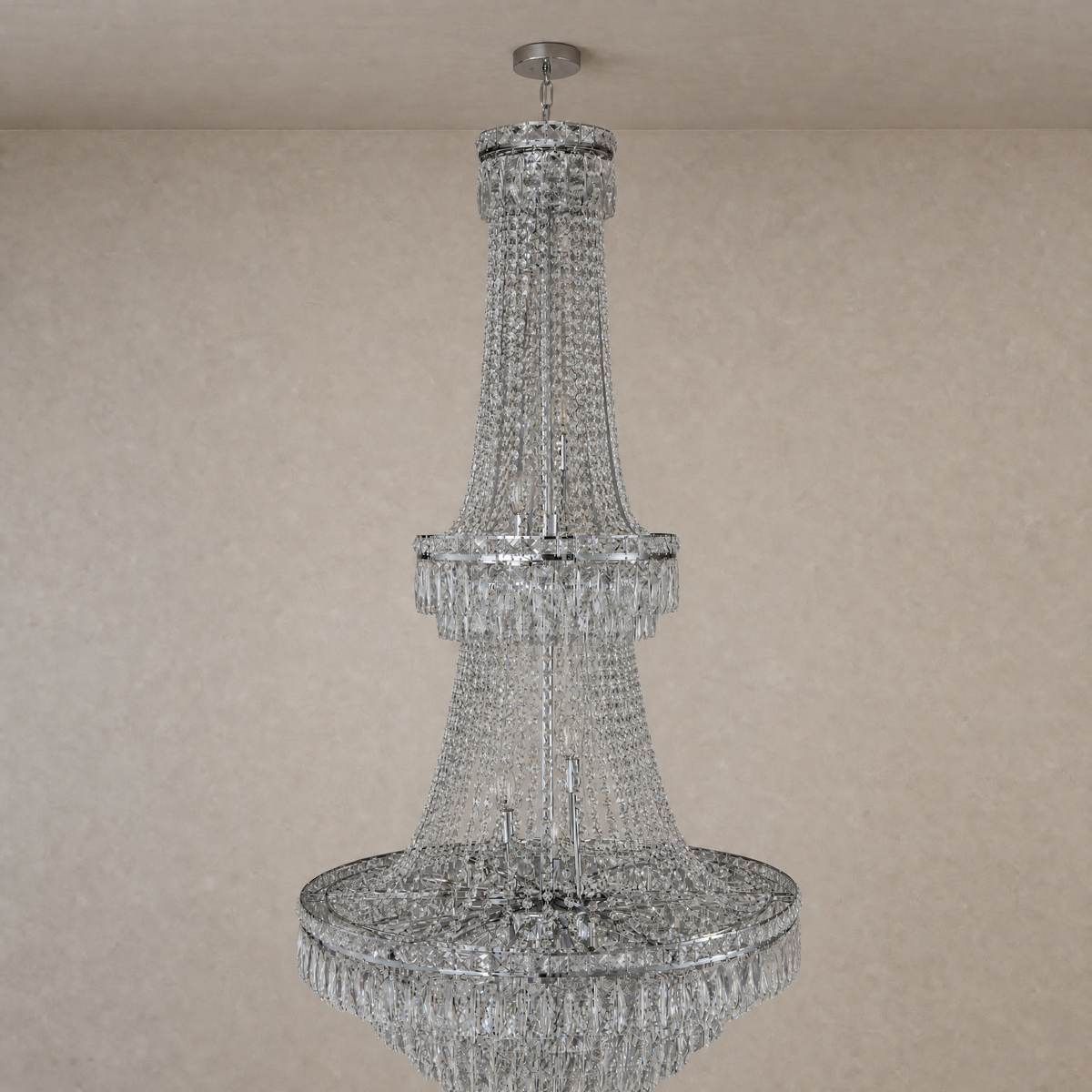Two-Tier Square Diamond Round Pendant 780 - Silver, chandelier - view 2