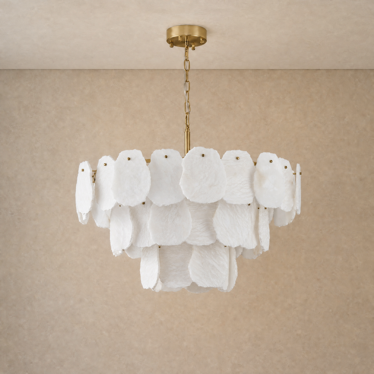 Alabaster Block Round Pendant D800 - Copper, chandelier - view 2