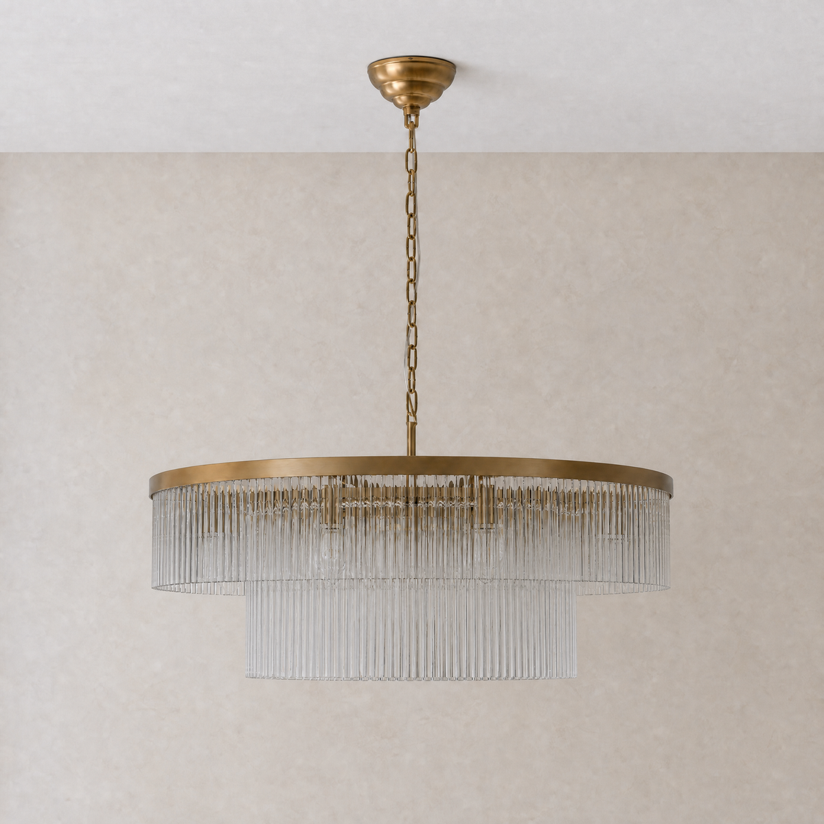 Two-Tier Striped Column Round Pendant D800 - Gold, chandelier - view 2