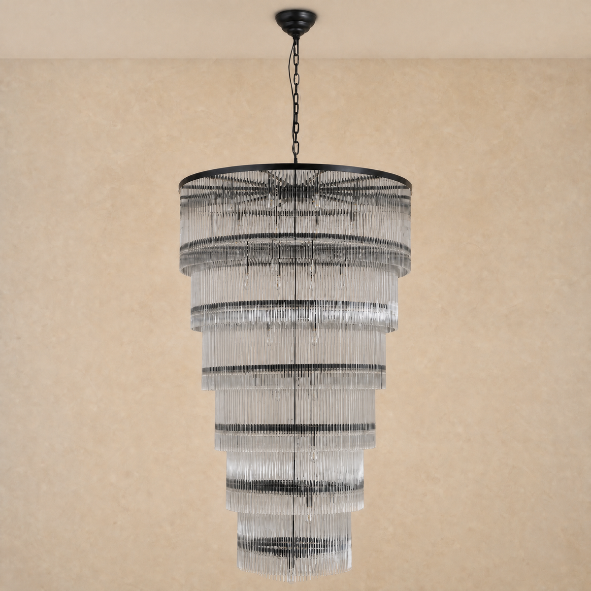 Seven-Tier Striped Column Staircase Chandelier D990 - Black - view 2