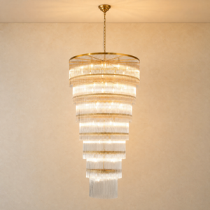Seven-Tier Striped Column Staircase Chandelier 990 - Gold