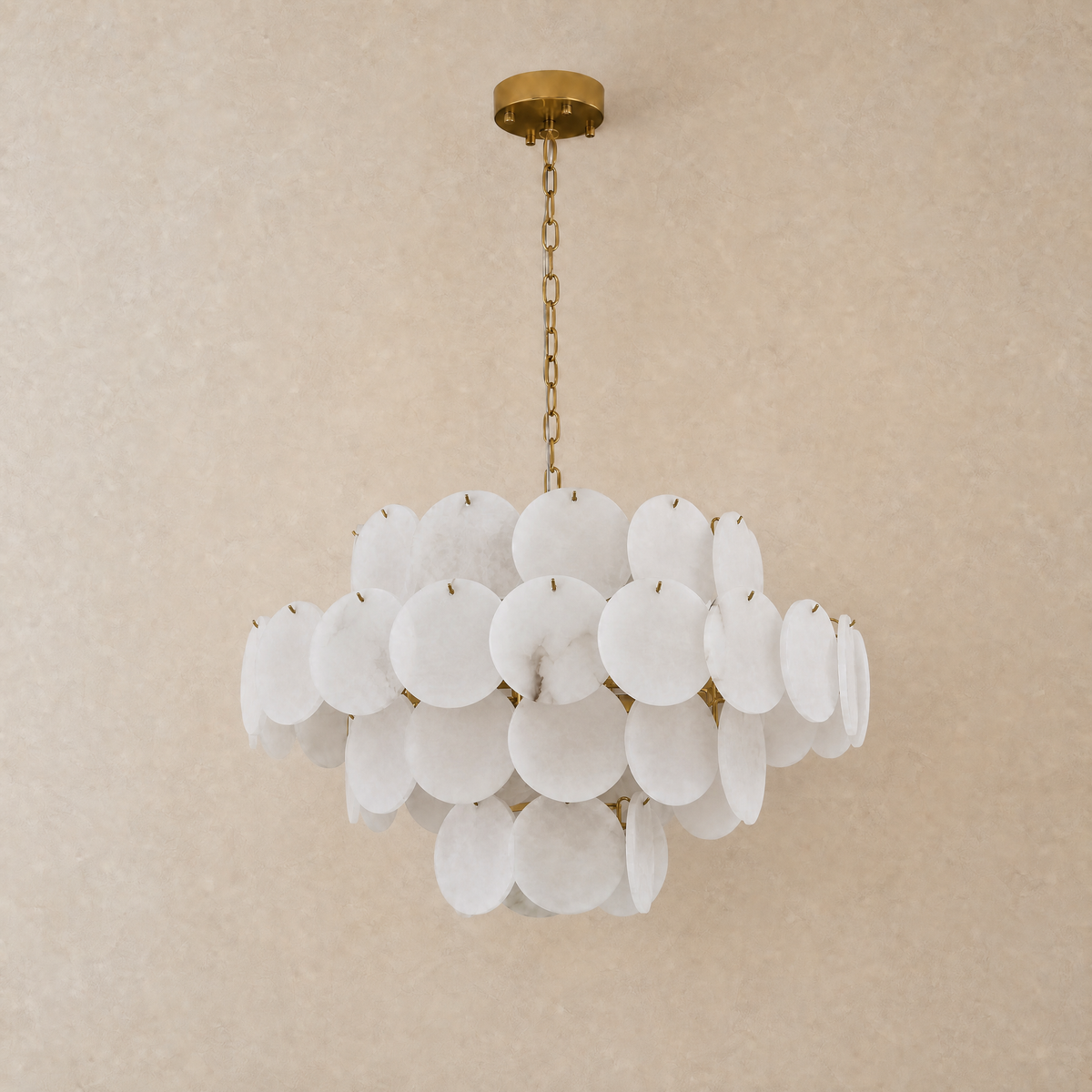 Natural Alabaster 31.5" Round Chandelier - view 2