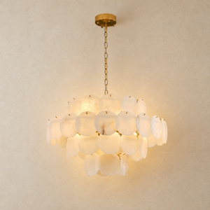 Natural Alabaster 31.5" Round Chandelier