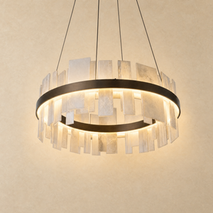 Alabaster Tile Round Pendant 800 - Copper, chandelier