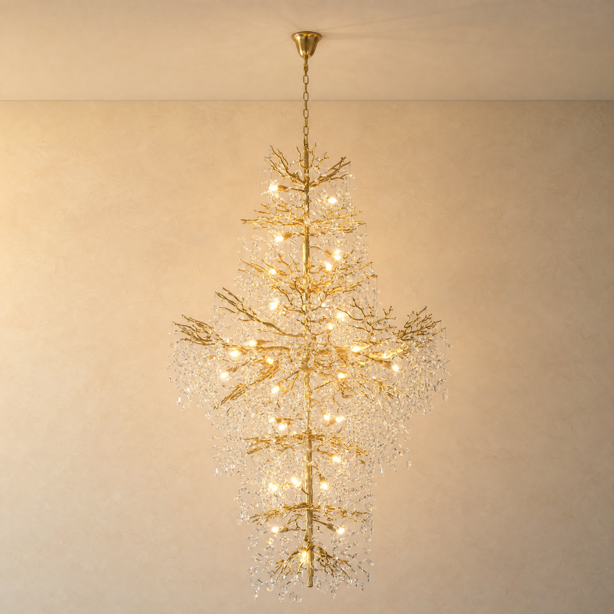 Marquise Double-Layer Branch Staircase Chandelier 2300 - Gold