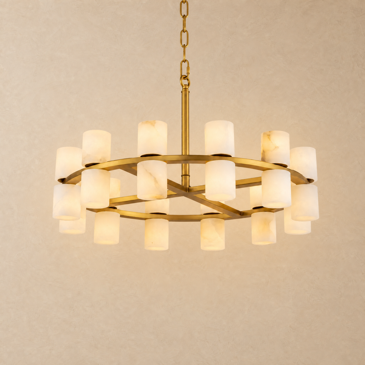 Alabaster Goblet Duo Round Pendant D600 - Copper, chandelier