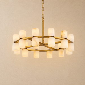 Alabaster Goblet Duo Round Pendant D600 - Copper, chandelier