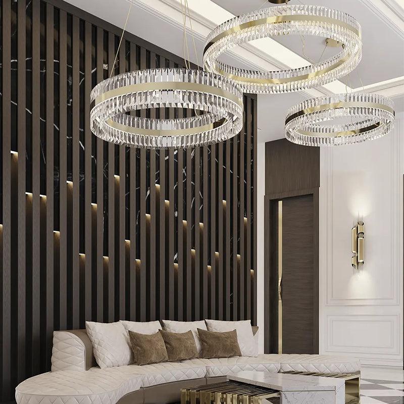 Round Halo K9 Crystal Chandelier 31.5"D - view 5