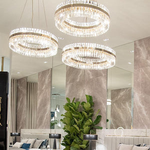 Round Halo K9 Crystal Chandelier 31.5"D - view 3