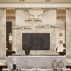 Round Halo K9 Crystal Chandelier 31.5"D - view 2
