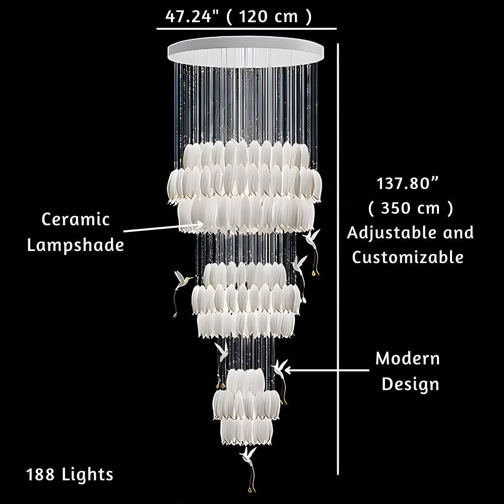 Ceramic Tulip Cascade Staircase Chandelier - view 10