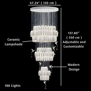 Ceramic Tulip Cascade Staircase Chandelier - view 10