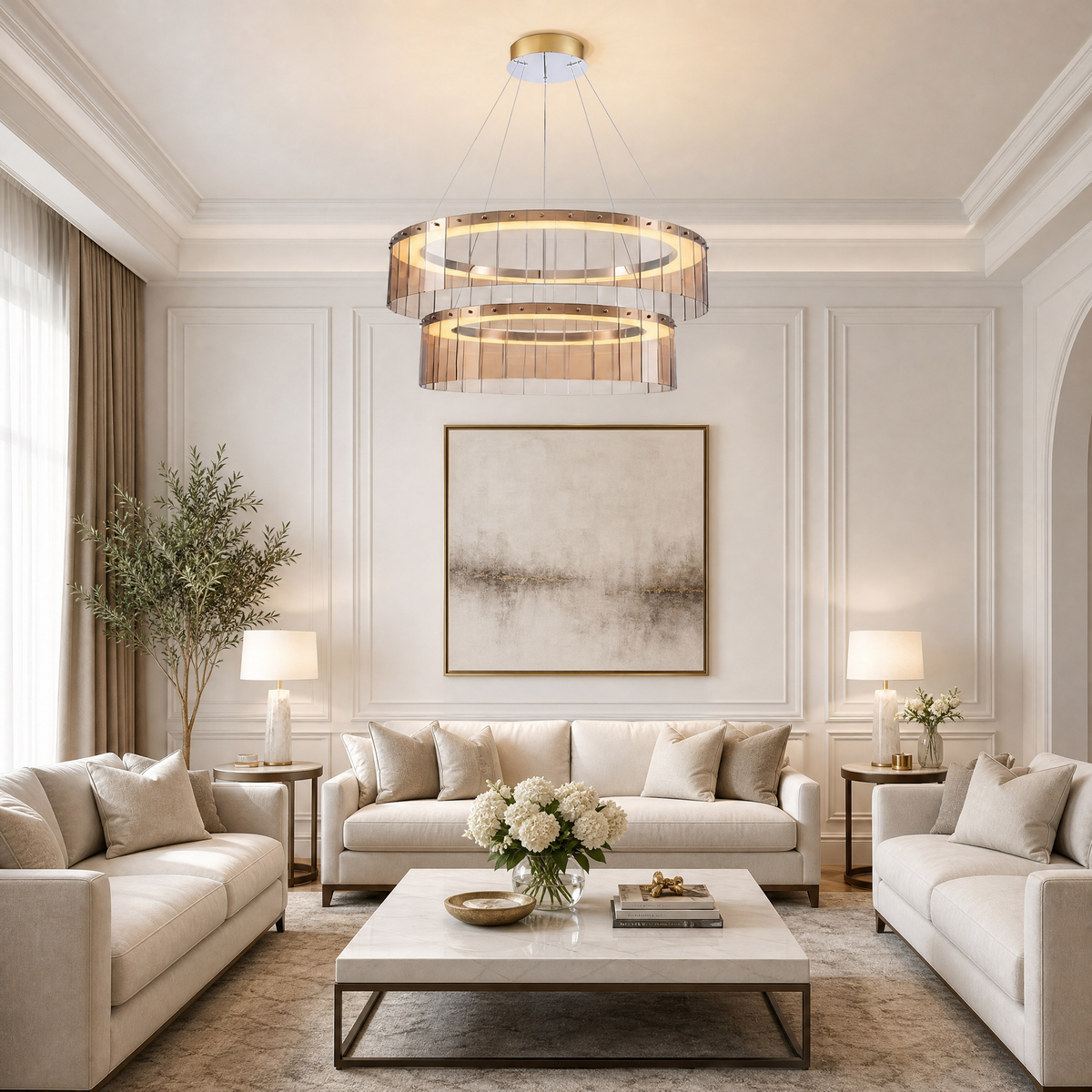 Dalton Glass Tiered Chandelier 39" - view 6