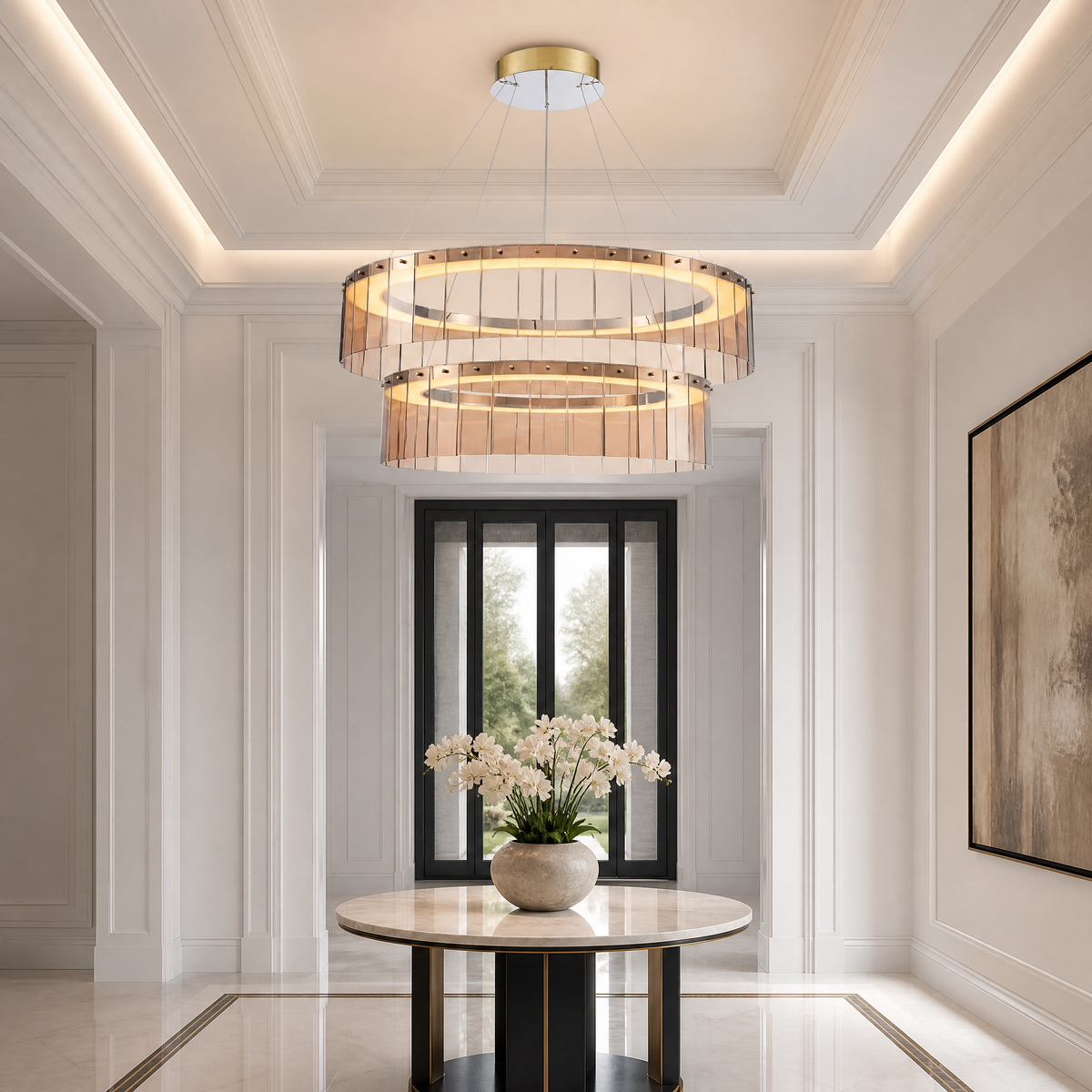 Dalton Glass Tiered Chandelier 39" - view 7