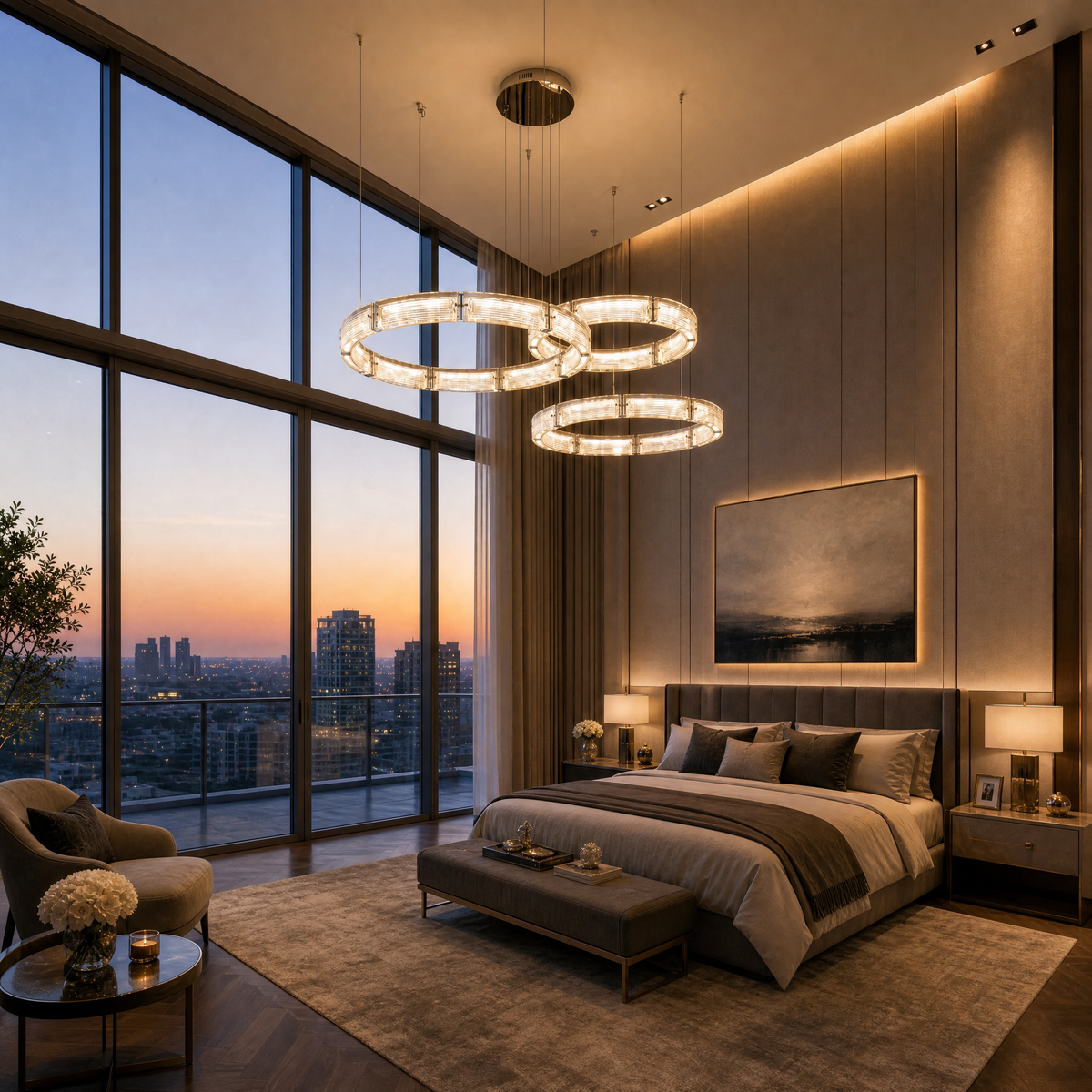 Halo Modern Glass Chandelier For Living Room - view 6